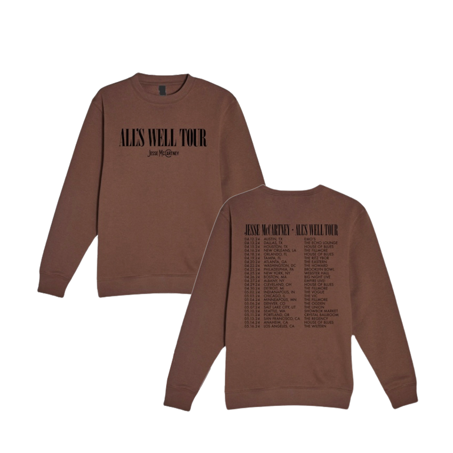 ALL'S WELL TOUR CREWNECK - BROWN